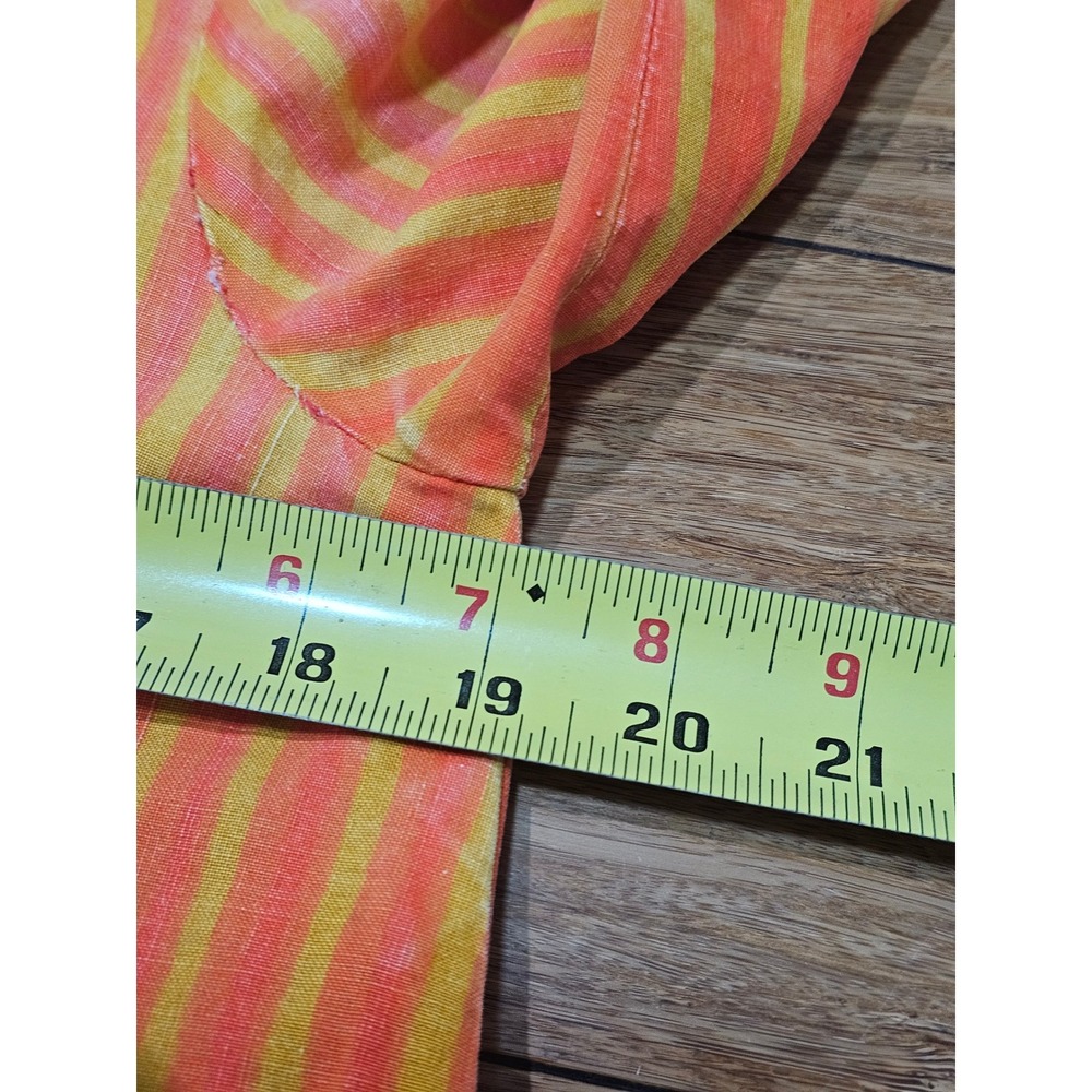 Vintage Marimekko Finland Dress Womens 6 Orange Yellow Stripe Cotton Mod Retro - Picture 10 of 10